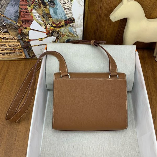 HERM Sac a Depeches 21 Bag in Gold Clemence Leather