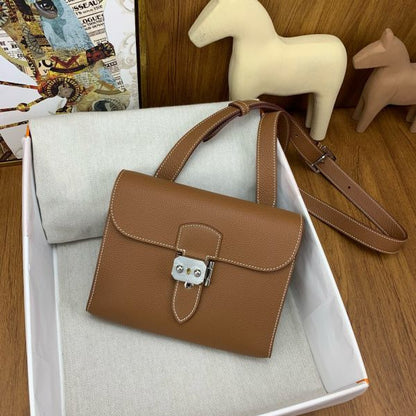 HERM Sac a Depeches 21 Bag in Gold Clemence Leather