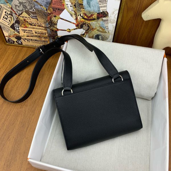 HERM Sac a Depeches 21 Bag in Black Clemence Leather