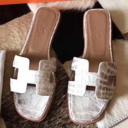 HERM Oran Sandals In Himalaya Matt Niloticus Crocodile