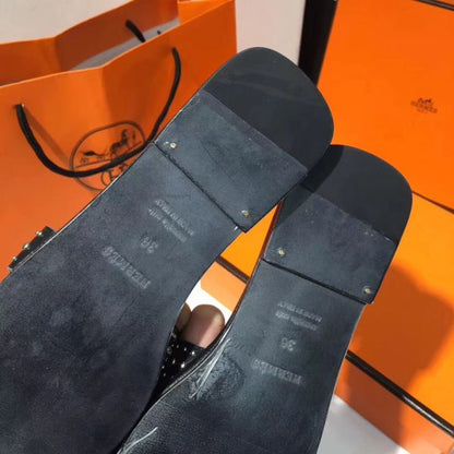 HERM Oran Studs Sandals In Black Leather