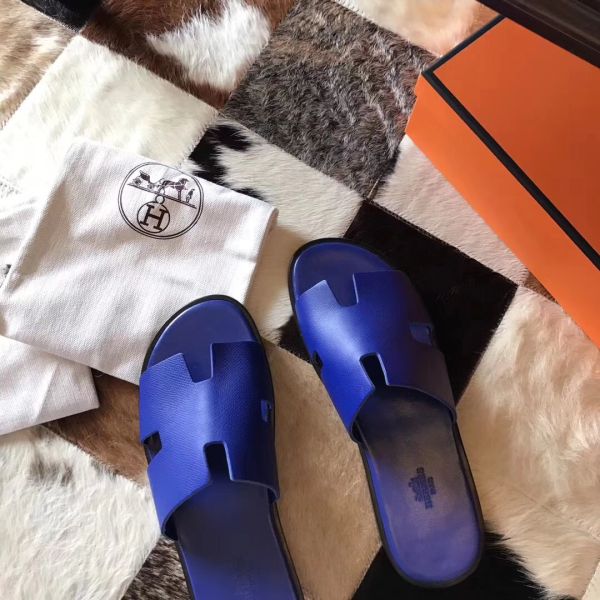 HERM Izmir Sandals In Electric Blue Epsom Leather