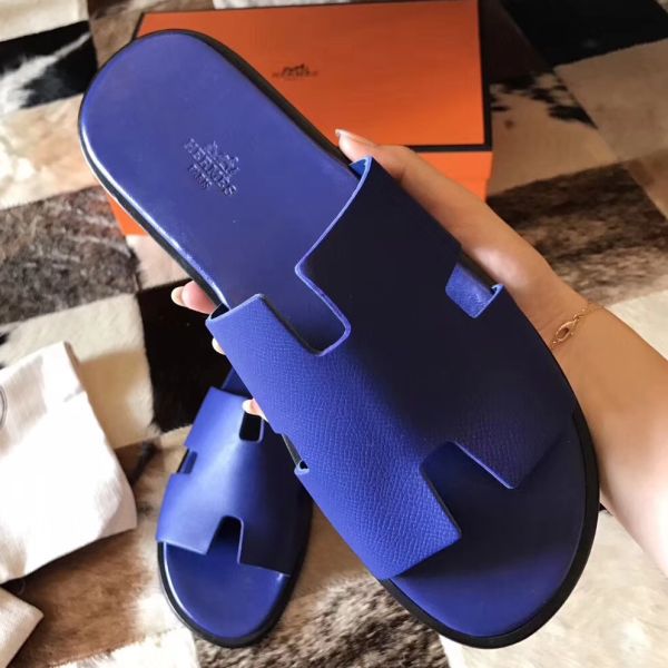 HERM Izmir Sandals In Electric Blue Epsom Leather