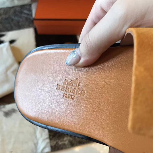 HERM Izmir Sandals In Orange Suede Leather