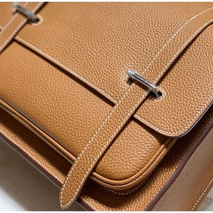 HERM Steve 30 Messenger Bag in Gold Clemence Leather