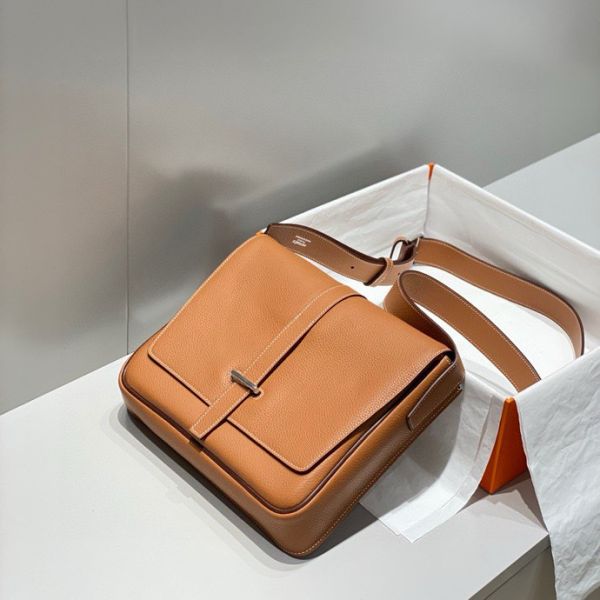 HERM Steve Light Junior Messenger Bag in Gold Clemence Leather