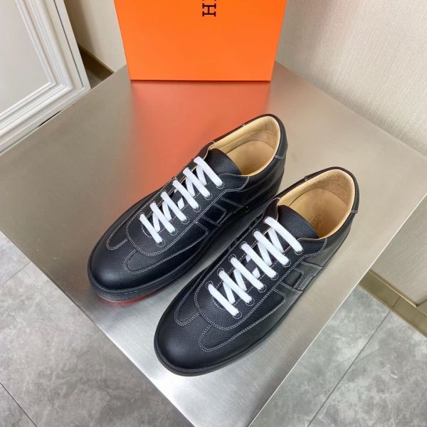 HERM Boomerang Sneakers In Black Epsom Leather