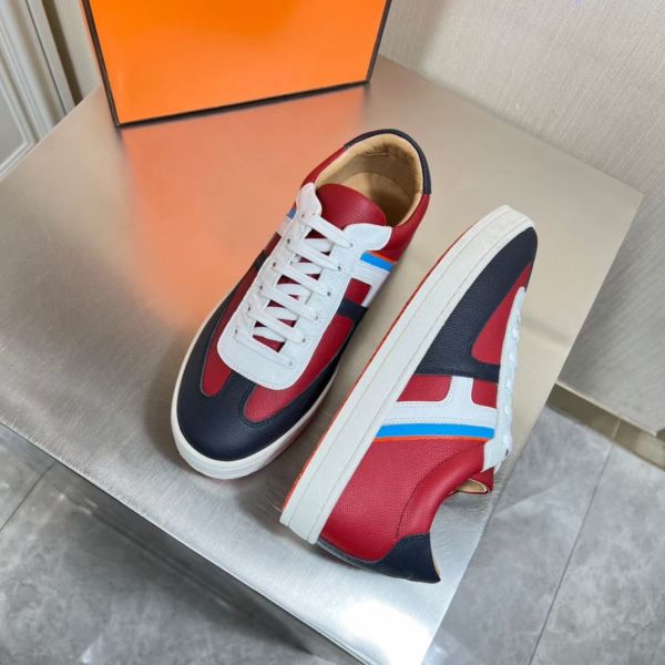 HERM Boomerang Sneakers In Multicolore Bordeaux Leather