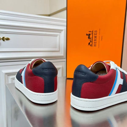 HERM Boomerang Sneakers In Multicolore Bordeaux Leather