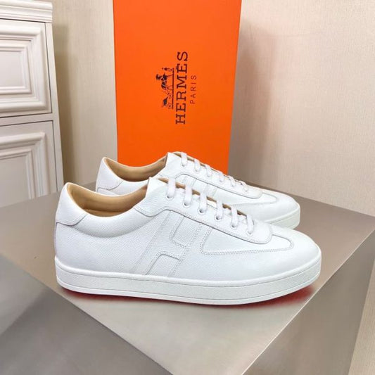 HERM Boomerang Sneakers In White Epsom Leather