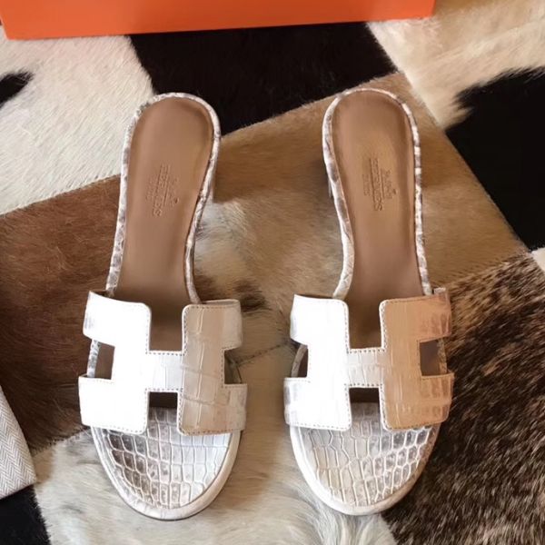 HERM Oasis Sandals In Himalaya Matte Niloticus Crocodile