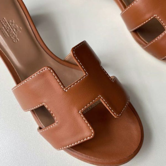 HERM Oasis Sandals In Gold Swift Leather