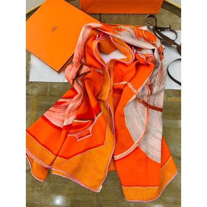 HERM Orange Projets Carres Shawl 140