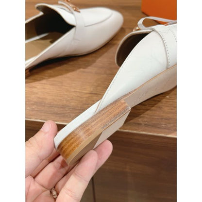 HERM Women's Oz Mules in White Calfskin