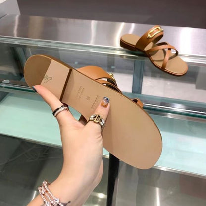 HERM Claire Sandals In Brown Calfskin