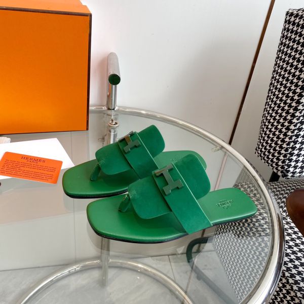 HERM Galerie Sandals In Green Suede Leather
