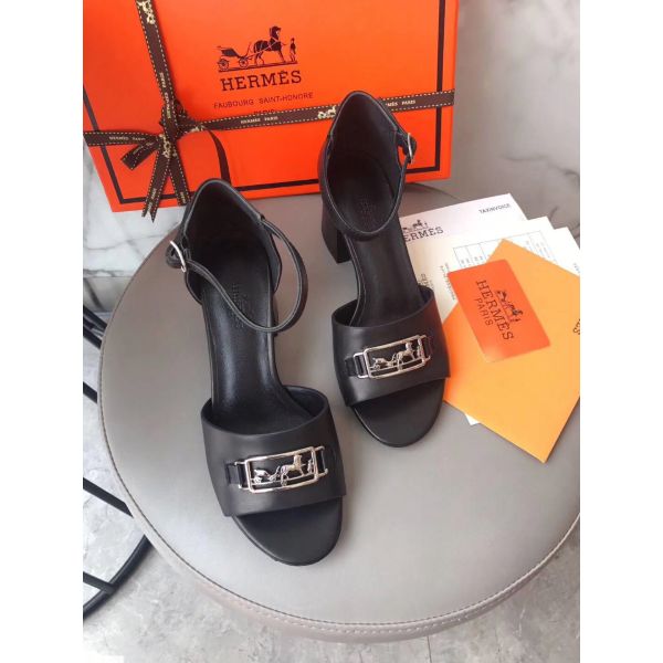 HERM Viaggio 60MM Sandals In Black Leather