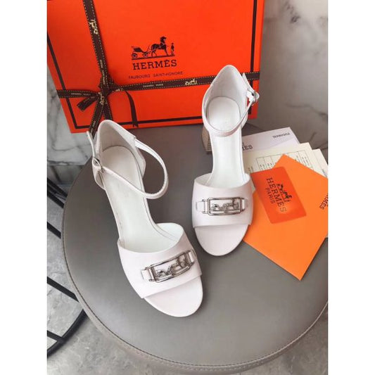 HERM Viaggio 60MM Sandals In White Leather