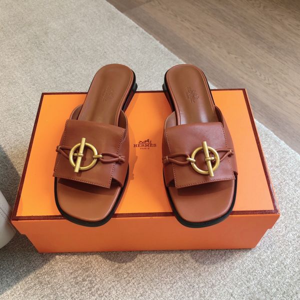 HERM Women's Isle Sandals in Brown Leather