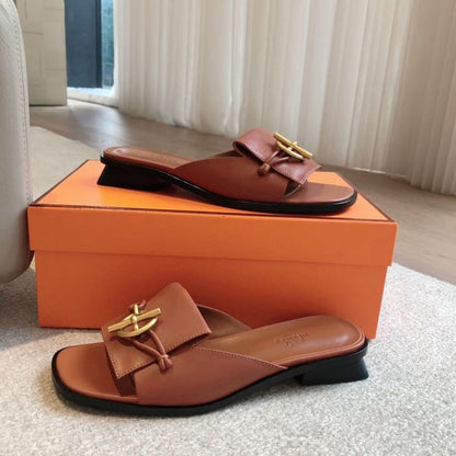 HERM Women's Isle Sandals in Brown Leather