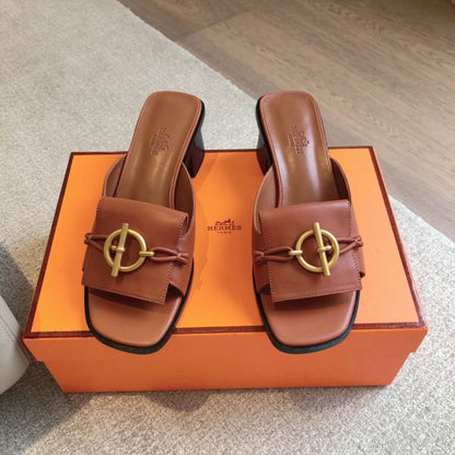 HERM Women's Ilot 50 Sandals in Brown Leather