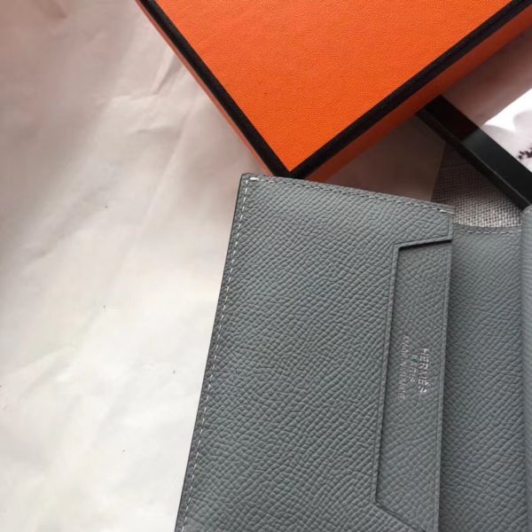 HERM Bearn Mini Wallet In Blue Lin Epsom Leather