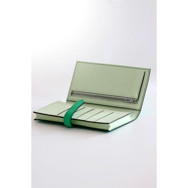 HERM Bearn Verso Long Wallet in Vert Comics Epsom Calfskin
