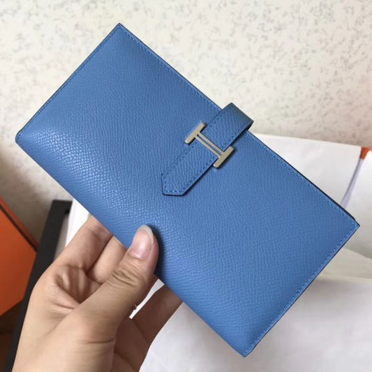 HERM Blue Jean Epsom Bearn Gusset Wallet