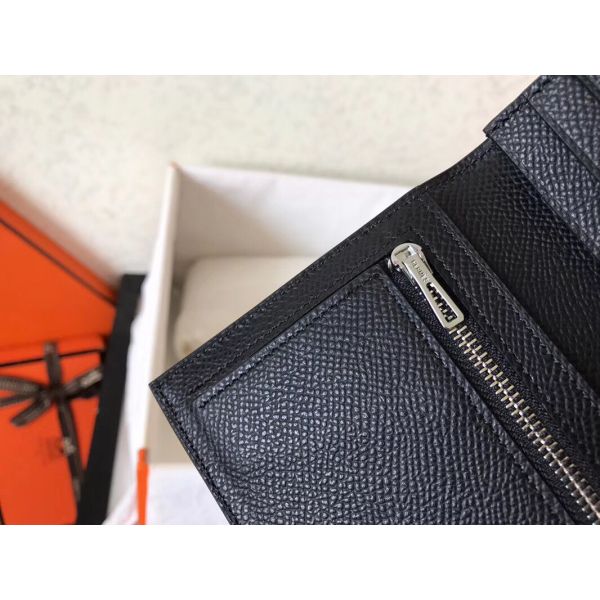HERM Black Epsom Bearn Gusset Wallet