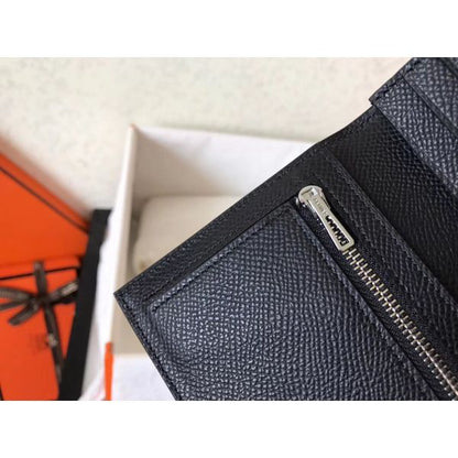 HERM Black Epsom Bearn Gusset Wallet