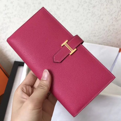 HERM Peach Epsom Bearn Gusset Wallet