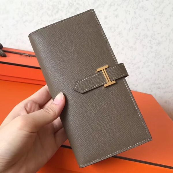 HERM Taupe Epsom Bearn Gusset Wallet
