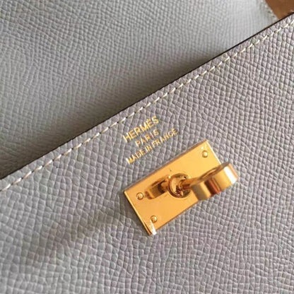 HERM Kelly Classic Long Wallet In Ciel Epsom Leather