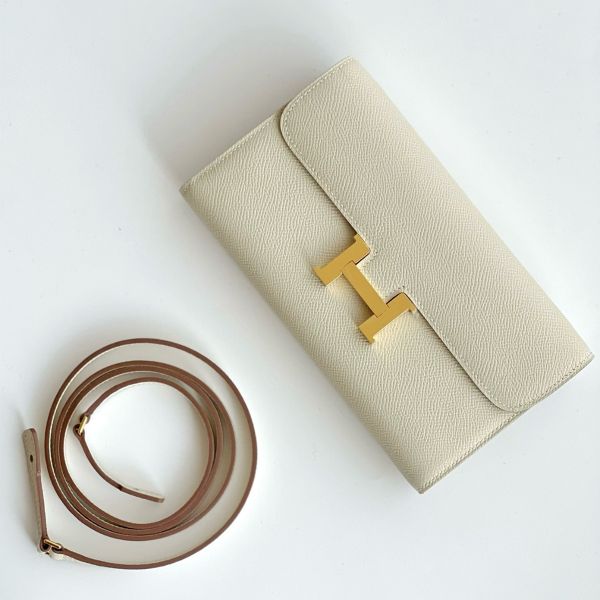HERM Constance To Go Wallet in Craie Epsom Calfskin