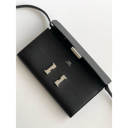 HERM Constance To Go Wallet in Black Epsom Calfskin