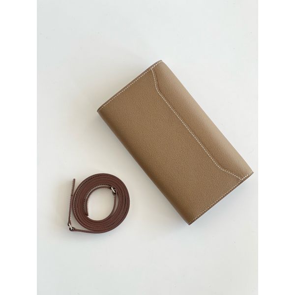 HERM Constance To Go Wallet in Taupe Epsom Calfskin