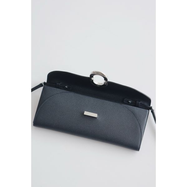 HERM Maillon To Go Wallet in Blue Indigo Epsom Calfskin