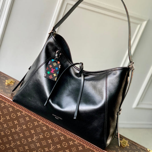 CARRYALL CARGO DARK 39 IN BLACK LAMBSKIN COLORFUL MONOGRAM TAG