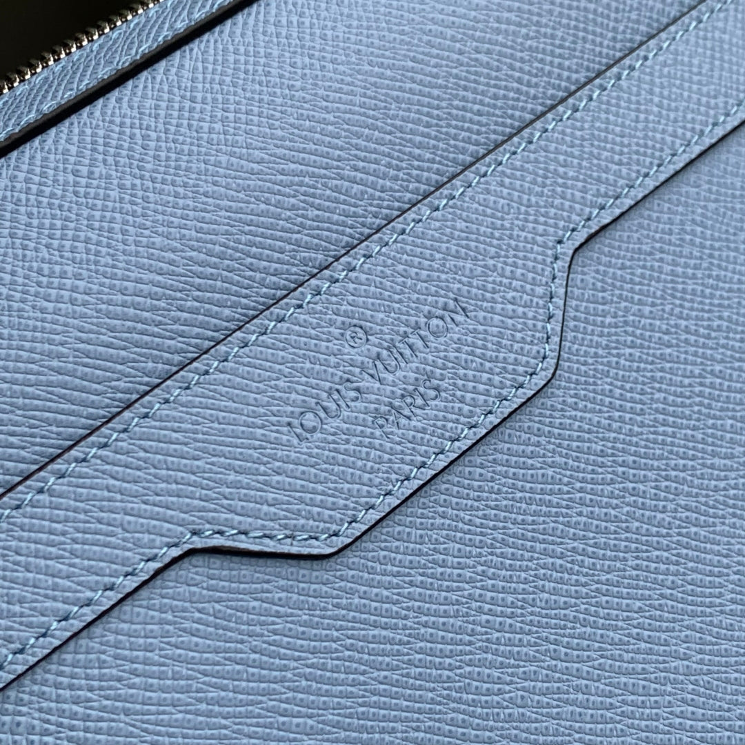 TRIO MESSENGER BAG 25 IN BLUE MONOGRAM COATED CANVAS AND CALFSKIN