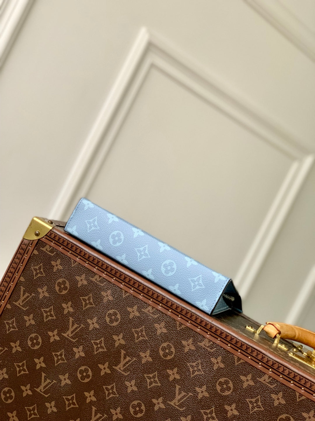 GASTON WEARABLE WALLET 22 IN BLUE MONOGRAM COATED CANVAS