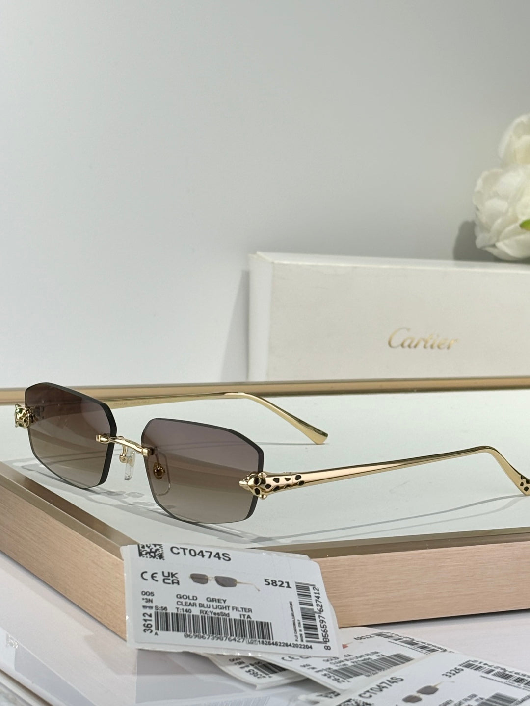 PANTHÈRE RECTANGULAR FRAME SUNGLASSES 558497 IN METAL