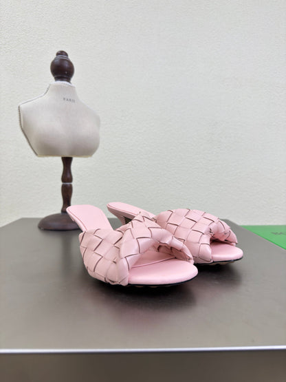 BLINK HIGH 5 CM MULE IN LIGHT PINK INTRECCIATO LEATHER