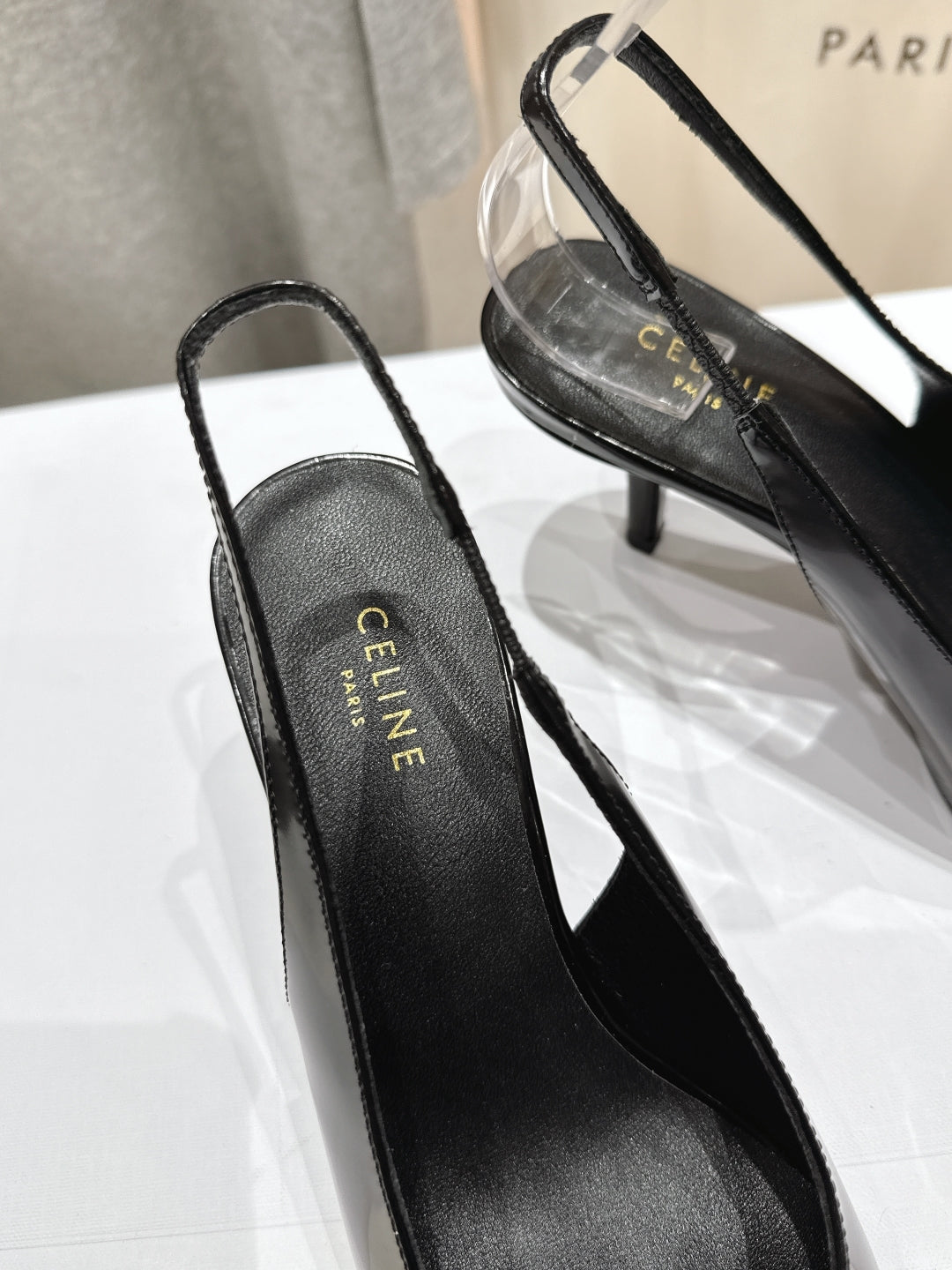 JUDY CAP TOE SLINGBACK 65MM IN BLACK SMOOTH AND SHINY CALFSKIN