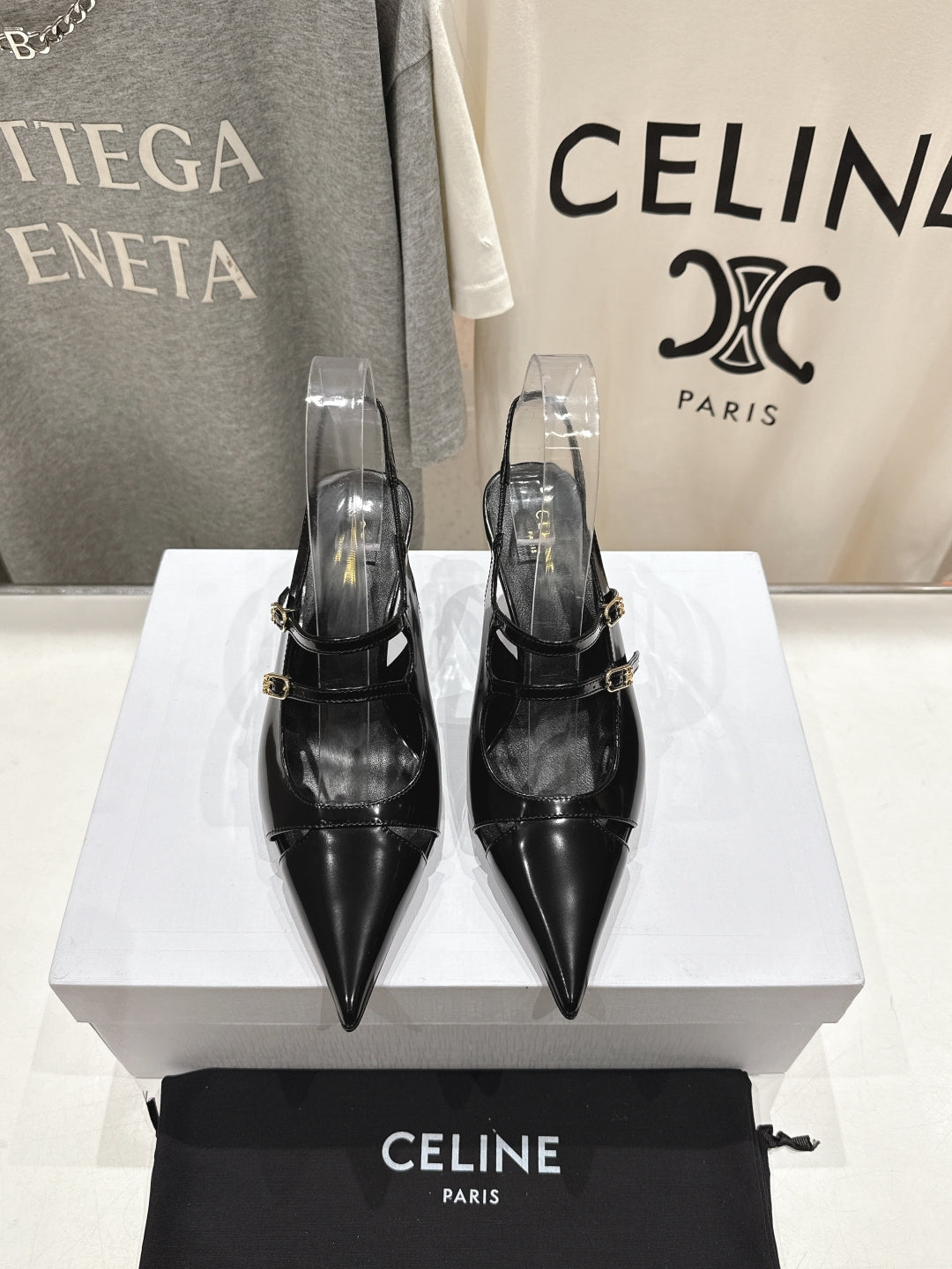 JUDY DOUBLE STRAP MARY JANE SLINGBACK 65MM IN BLACK SMOOTH AND PATENT CALFSKIN