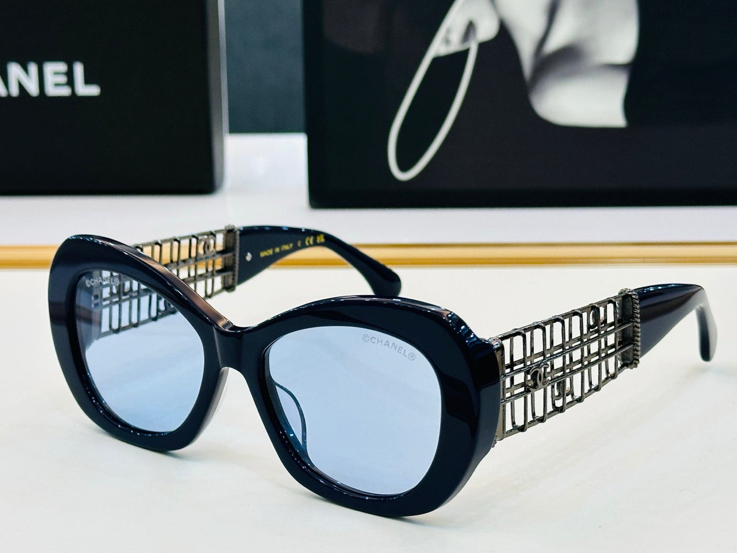 CAT EYE SUNGLASSES CH9170 IN ACETATE GOLD METAL