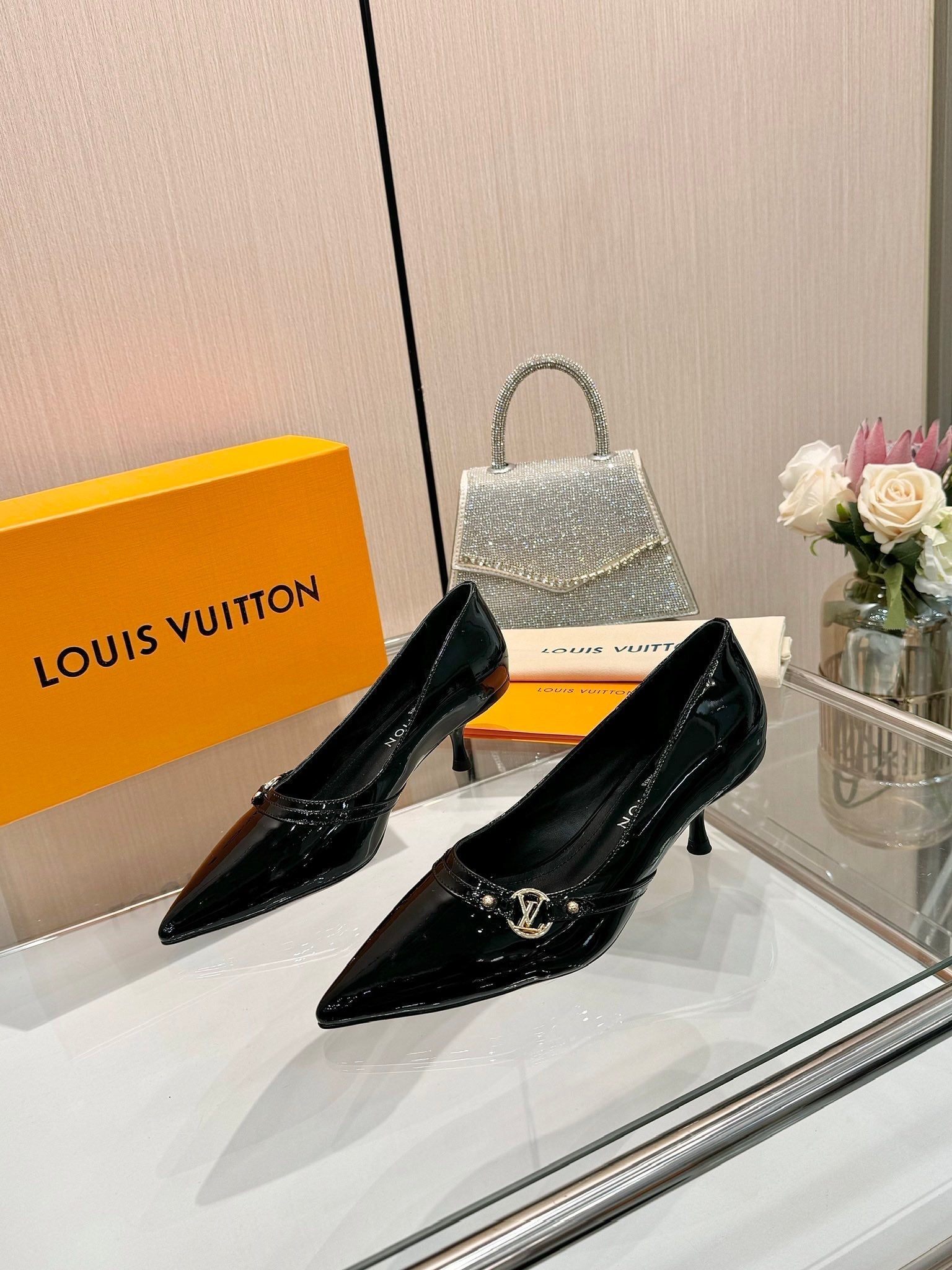 6AM HIGH HEELS 55 MM IN BLACK PATENT LAMBSKIN