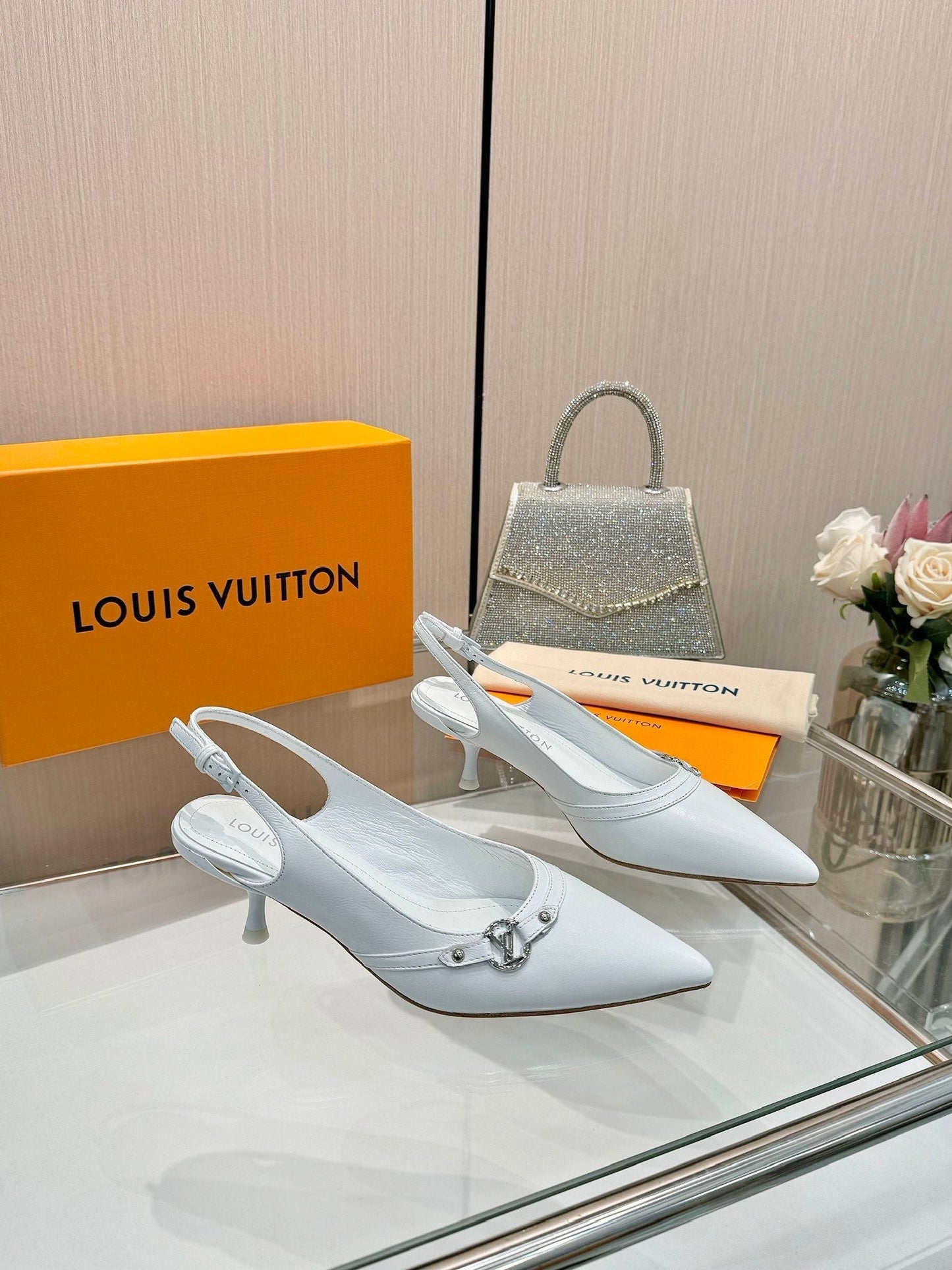 6AM SLINGBACK HIGH HEELS 55 MM IN WHITE LAMBSKIN