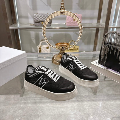 CD STAR SNEAKER 4CM IN BLACK AND WHITE MESH FABRIC