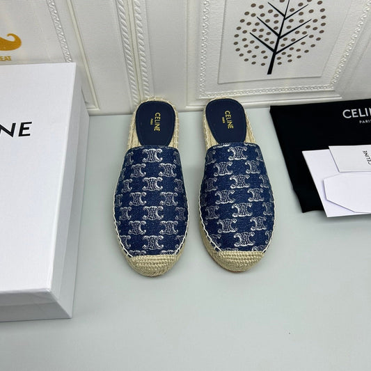 NEW FLAT FISHERMAN SANDALS NAVY BLUE COTTON CANVAS