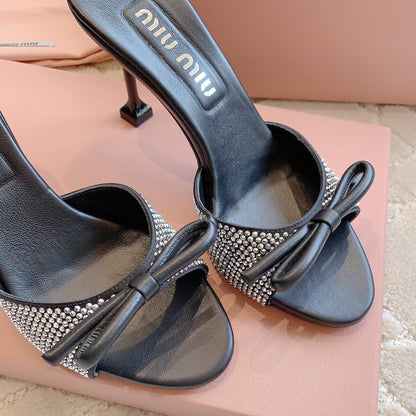 Black High - Heels Diamond Sheepskin